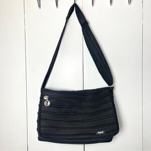 Women's Zip-It Shoulder Crossbody Bag Zipper Black Diaper Bag Minimalist